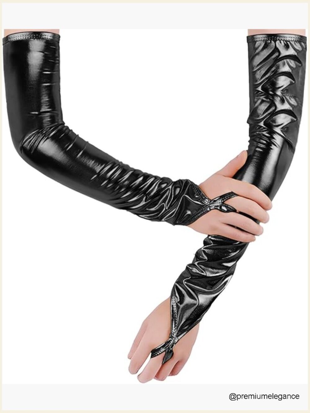 Fingerless Touch Screen Gloves Long Arm Sleeves Patent Leather Cosplay Gloves